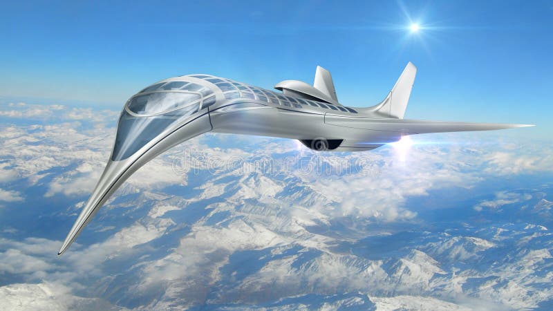 3D Illustration of Futuristic Aircraft Stock Illustration - Illustration of  science, tourism: 76662429