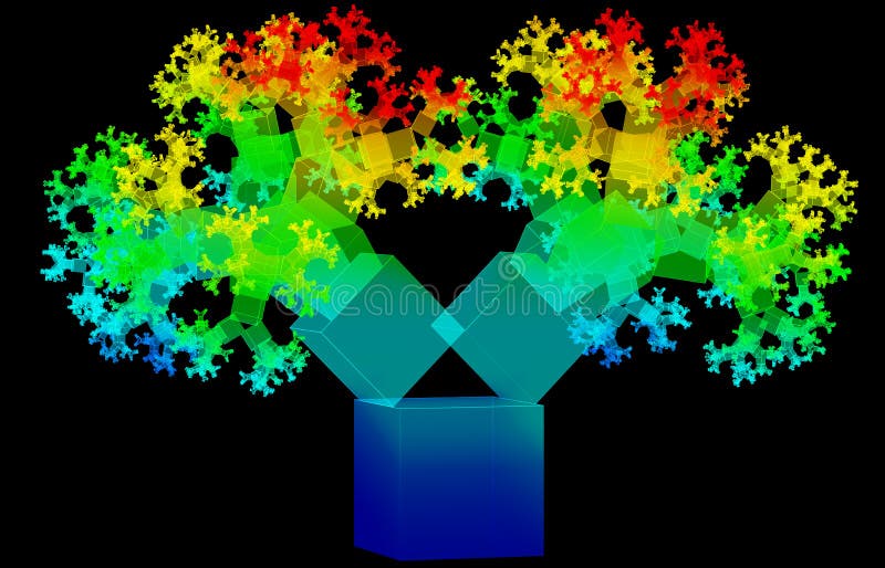 3D Illustration Of Futuristic Tree Consists Of Cubes Stock Illustration