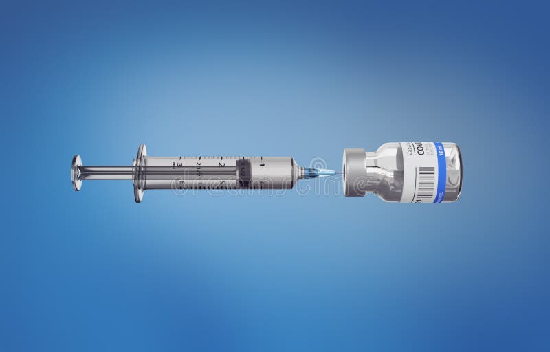 3D Illustration of a Generic Covid19 Vaccin and a Syringe