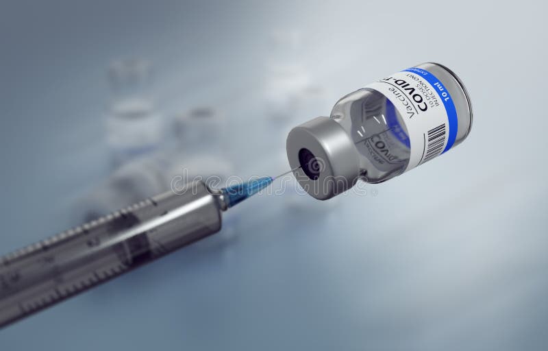 3D Illustration of a Generic Covid19 Vaccin and a Syringe