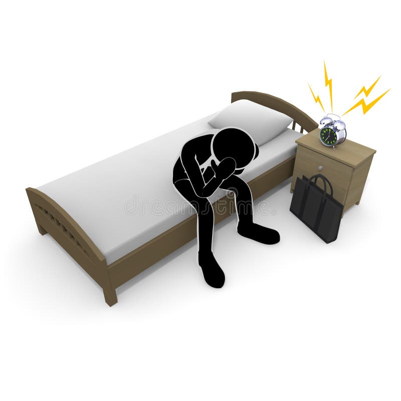 3D illustration Get up early A businessman who does not want to go to work stock illustration 3D illustration Get up early A businessman who does not want to go to work stock illustration