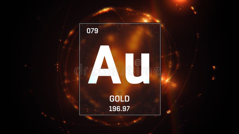 Gold As Element 79 of the Periodic Table 3D Illustration on Orange ...