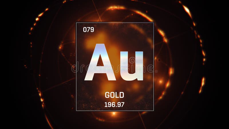 Gold As Element 79 of the Periodic Table 3D Illustration on Orange ...