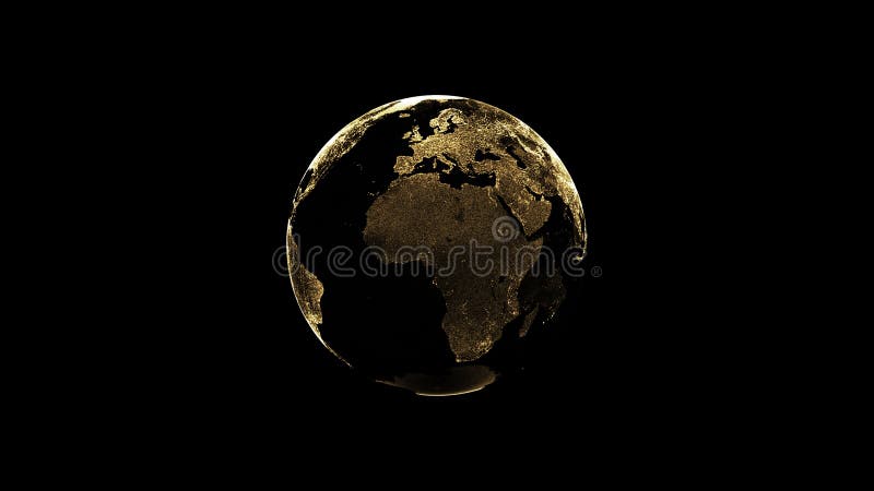 3D Illustration of Golden Globe of the Earth Planet from Particulars on  Dark Bac Stock Illustration - Illustration of internet, global: 257564997