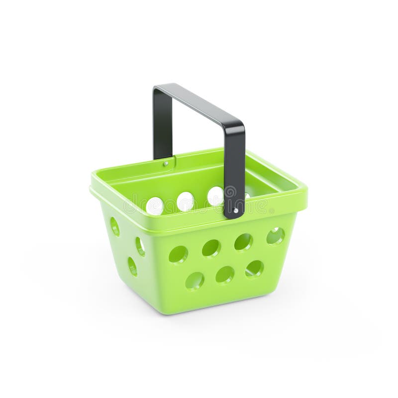 3d illustration of green shopping basket