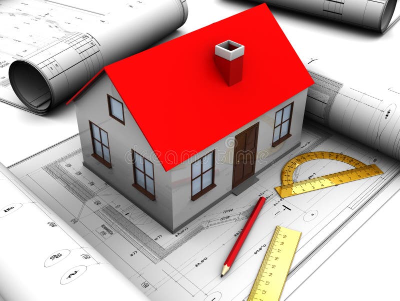 Expensive House on Blueprints Stock Illustration Illustration of home