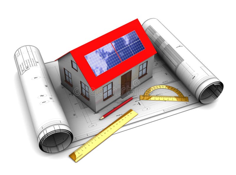 House with solar panel design vector illustration