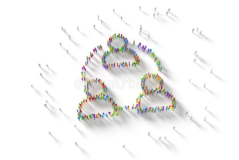 3D Illustration of Human Crowd Forming A Network Symbol royalty free illustration