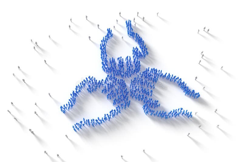3D Illustration of Human Crowd Forming A Network Symbol stock illustration