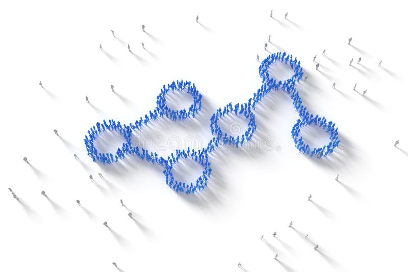 3D Illustration of Human Crowd Forming A Network Symbol vector illustration