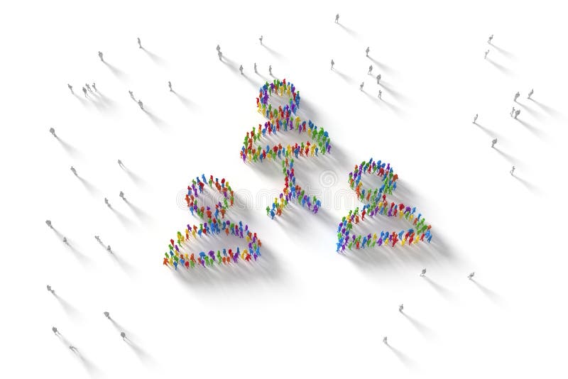 3D Illustration of Human Crowd Forming A Network Symbol vector illustration