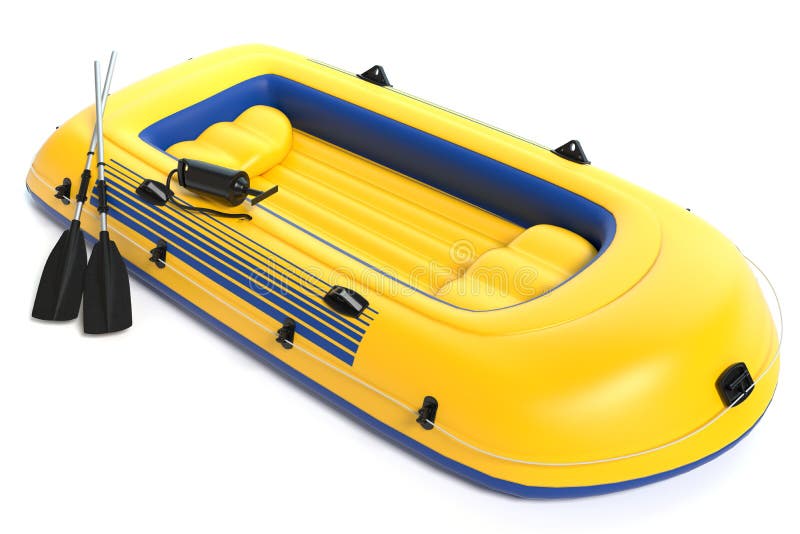 Inflatable Boat Thin Line Icon. Dinghy and Paddle Illustration Isolated