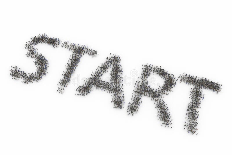 Human Crowd Forming START stock illustration