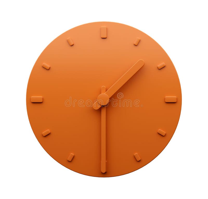 3d Illustration Of Minimal Orange Clock 1 30 Half past One O Clock 3d-illustration-of-minimal-orange-clock-1-30-half-past-one-o-clock