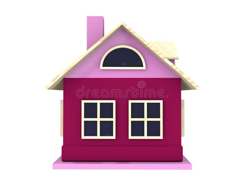 3D Illustration. Minimalistic Toy House Isolated on a White Background Stock Illustration