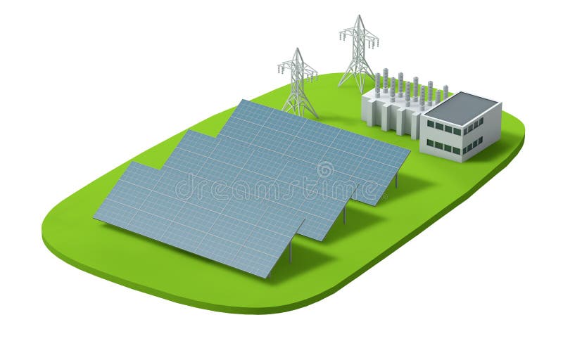 3d illustration. Model of a solar power plant royalty free illustration