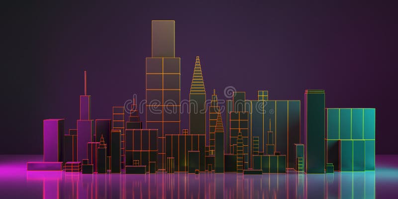 3d illustration. Night city layout with neon glow and vivid colors. royalty free illustration 3d illustration. Night city layout with neon glow and vivid colors. royalty free illustration