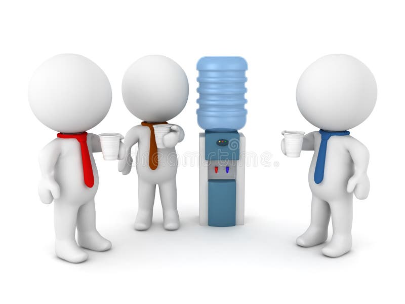 3D Illustration of office workers talking by the water cooler vector illustration