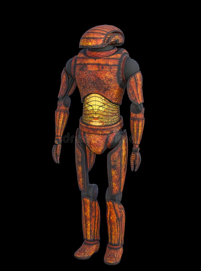 3D Illustration of Old Rusty Robot vector illustration
