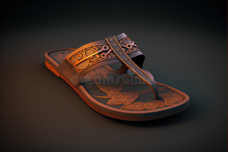 3d illustration of a pair of sandals on a black background vector illustration
