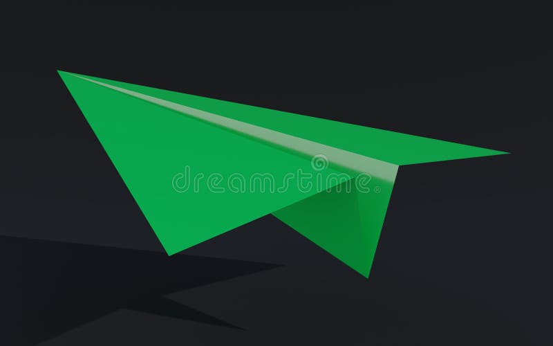 3D Illustration Paper Plane Taking Off on a Black Background Stock