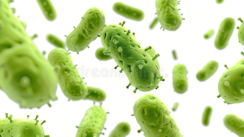 3d illustration of pathogenic bacteria in white background. Microscopic view. Generative AI stock illustration