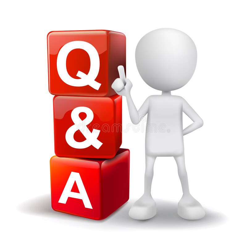 3d Illustration Of Person With Word Q Amp A Cubes Stock Vector