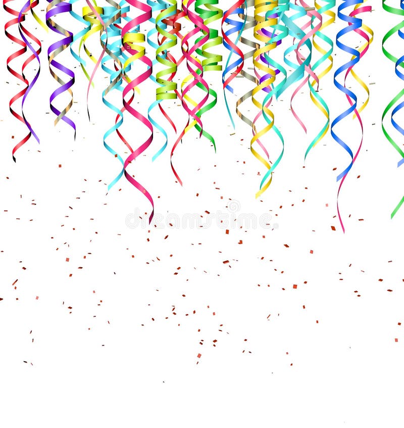 Party Streamers Coloured on a White Background Stock Illustration