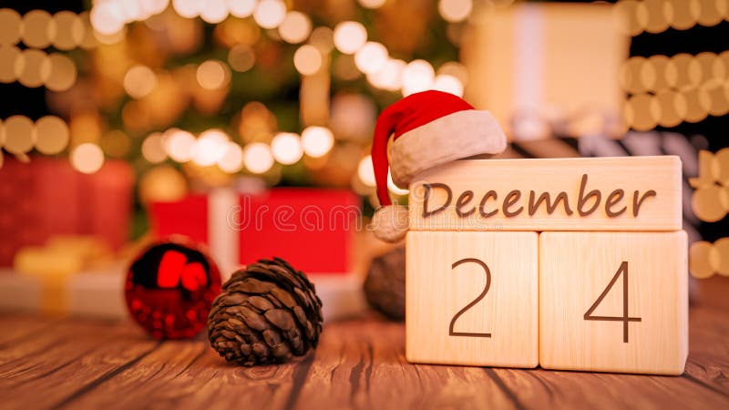 3D Illustration Render December 24th Christmas Eve Date On Calendar 3d-illustration-render-december-24th-christmas-eve-date-on-calendar
