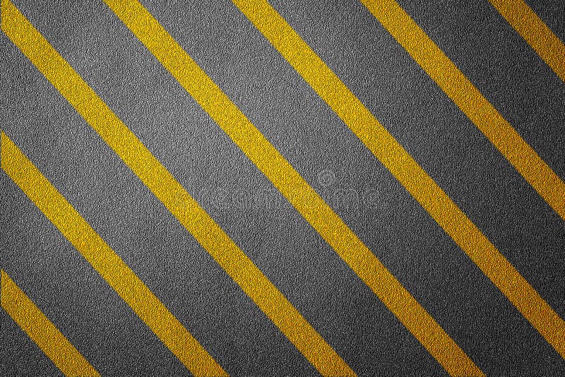 3D Illustration of a Road Restricted with Yellow Lines Pattern and