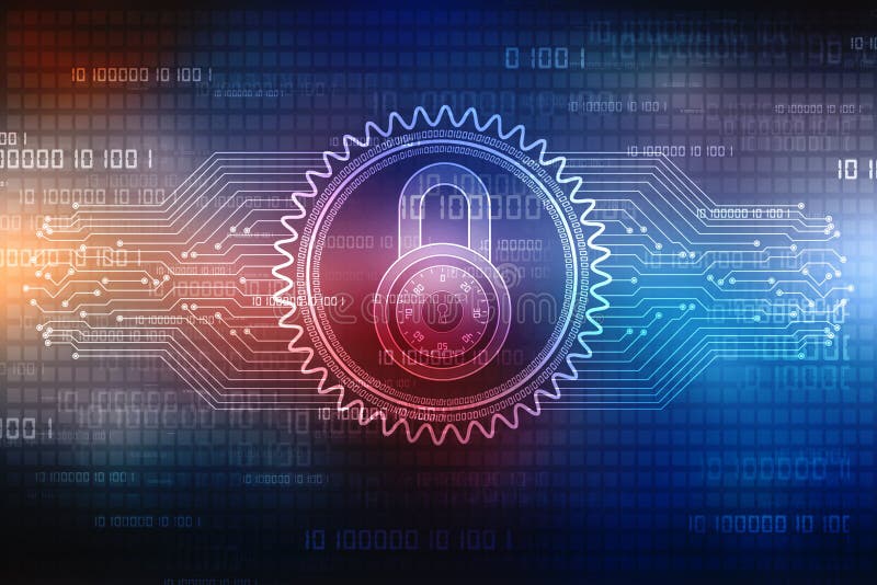 2d Illustration Safety Concept Closed Padlock On Digital Background