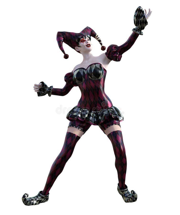 3D Illustration of a sexy female clown and jester stock illustration 3D Illustration of a sexy female clown and jester stock illustration