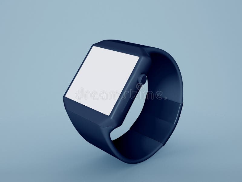 3D Illustration. Smart Watch with Blank White Screen Stock Illustration