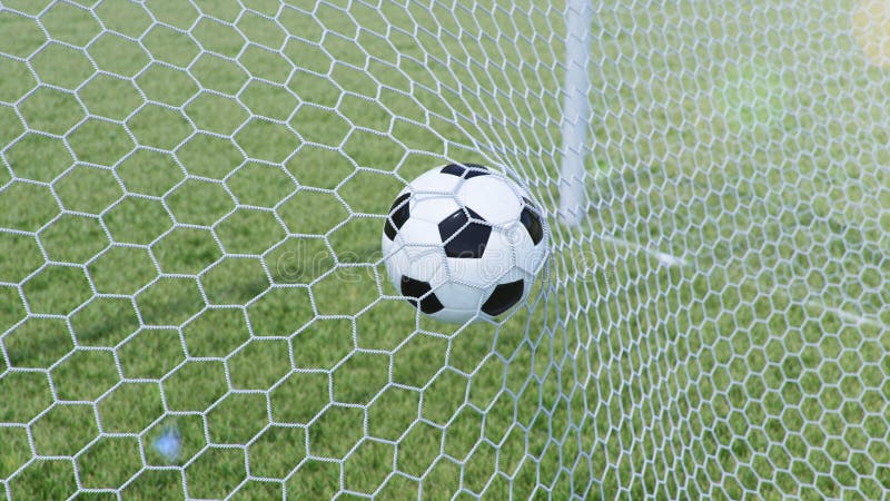 3d Illustration Soccer Ball Flew Into The Goal Soccer Ball Bends The Net Against The Background Of Grass Soccer Ball Stock Image Image Of Crash Kick