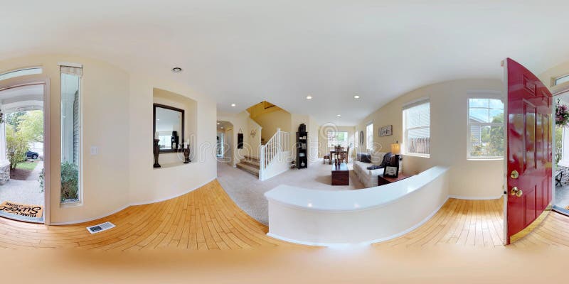 3d illustration spherical 360 degrees, a seamless panorama of Light and cozy hallway with hardwood floor. 3d illustration spherical 360 degrees, a seamless panorama of Light and cozy hallway with hardwood floor.