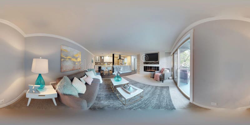 3d illustration spherical 360 degrees, a seamless panorama of living area in modern studio apartment. 3d illustration spherical 360 degrees, a seamless panorama of living area in modern studio apartment.
