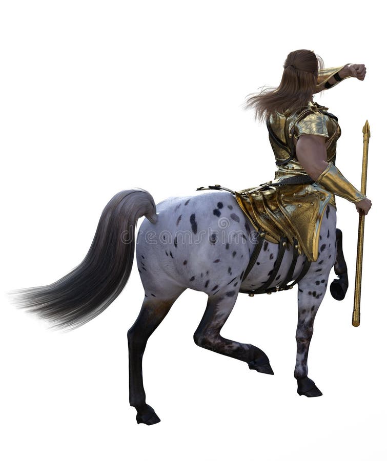 3D Illustration of White Breed Centaur with Spear and Armor Stock ...