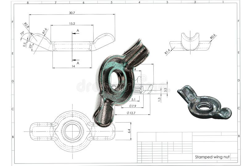 3d Illustration of Stamped Wing Nut Stock Illustration Illustration