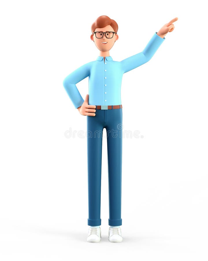 3D Illustration of Standing Man with Arms Crossed. Portrait of Cartoon ...