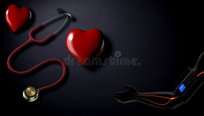 3D Illustration Stethoscope with a Heart on a Black Background. Medical  Concept Stock Illustration - Illustration of clinical, disease: 177907511