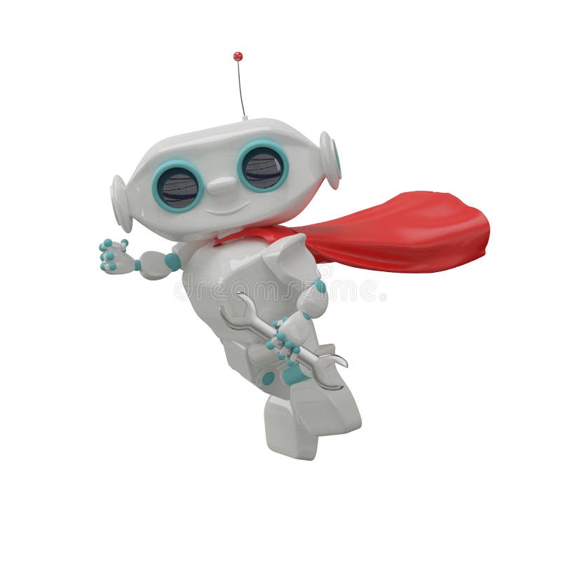 3D Illustration Super Little Robot