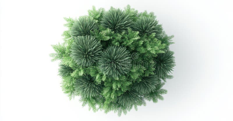 A 3D illustration of trees in the forest is shown from a top view and area view, isolated on a transparent background with a cg vector illustration