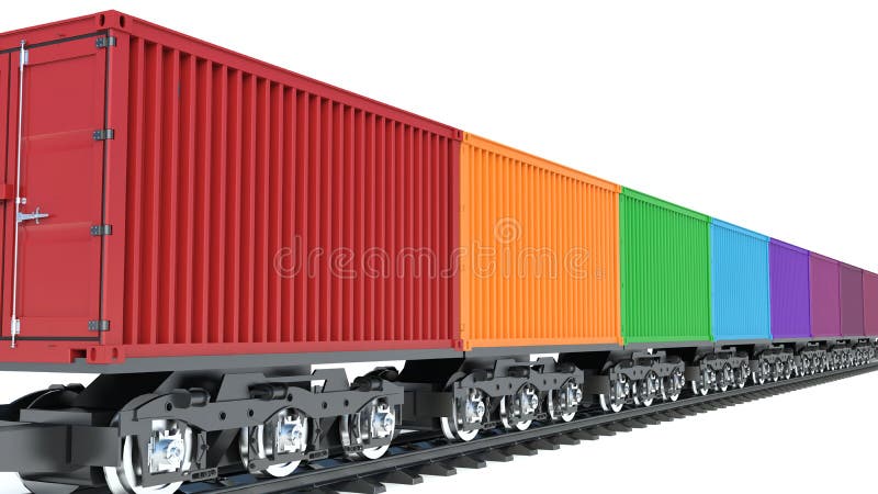 3d illustration of wagon of freight train with containers vector illustration 3d illustration of wagon of freight train with containers vector illustration