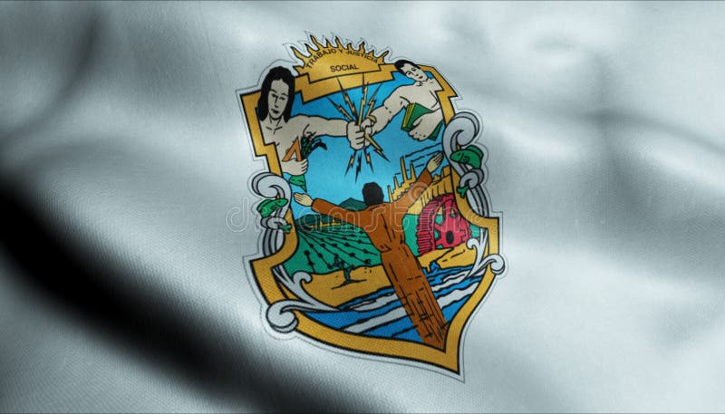 Baja California Sur City Flag Country Mexico Closeup View 3D Rendering