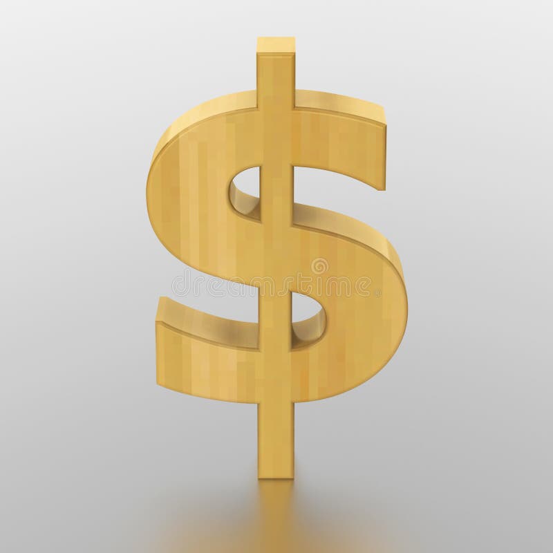 3D Illustration Wood Dollar Stock Illustration Illustration of