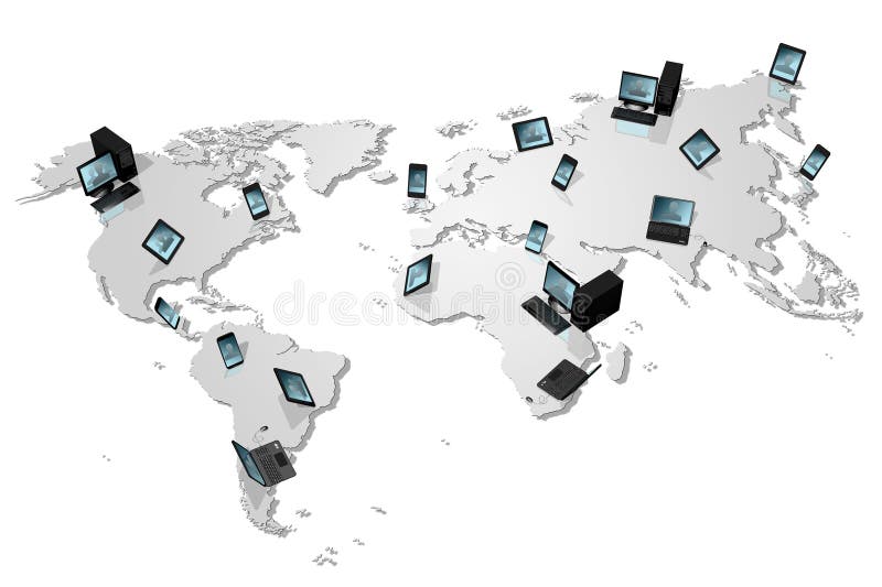 Connection. World Computer Tablet - 3D illustration vector illustration