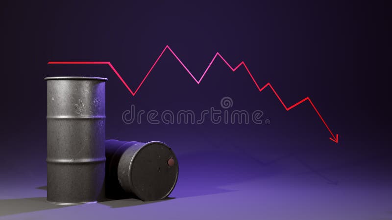 3d-Illustration Ölfass-Preis sinkt stock abbildung