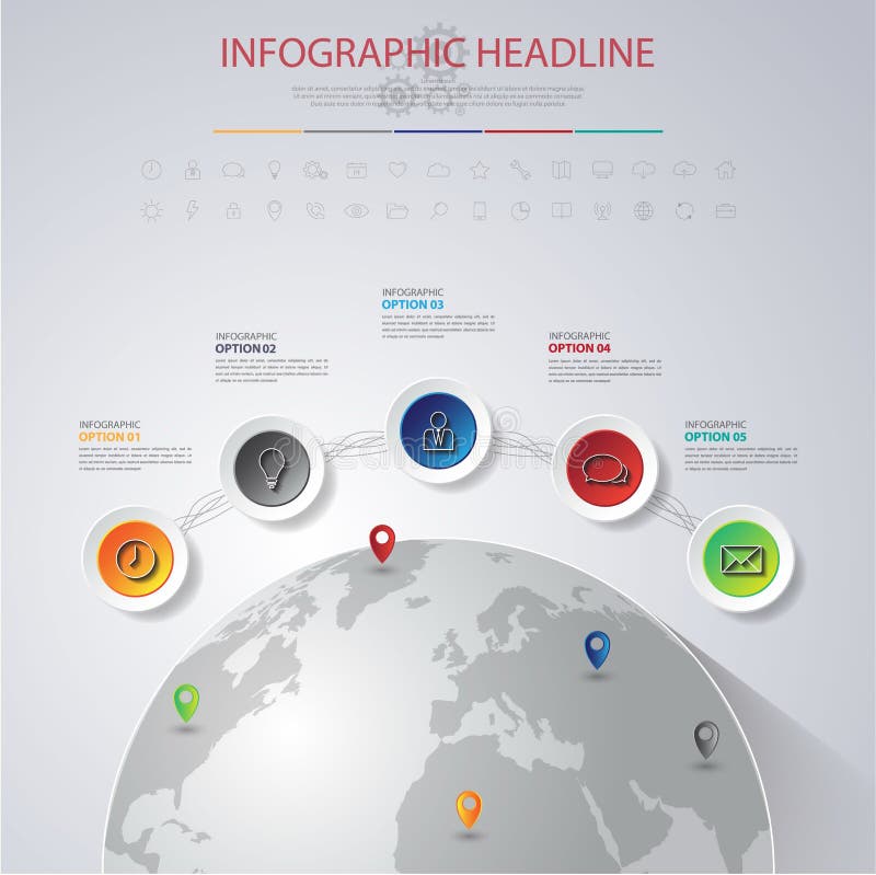 3D illustrazione digitale astratta Infographic con la mappa di mondo latta illustrazione di stock 3D illustrazione digitale astratta Infographic con la mappa di mondo latta illustrazione di stock
