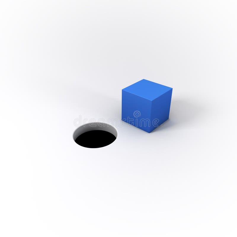 A blue square peg and a round hole on a bright white background. A visual representation of the idiom `You can`t fit a square peg into a round hole.` Great for business or technology applications. 3D Illustration. A blue square peg and a round hole on a bright white background. A visual representation of the idiom `You can`t fit a square peg into a round hole.` Great for business or technology applications. 3D Illustration.