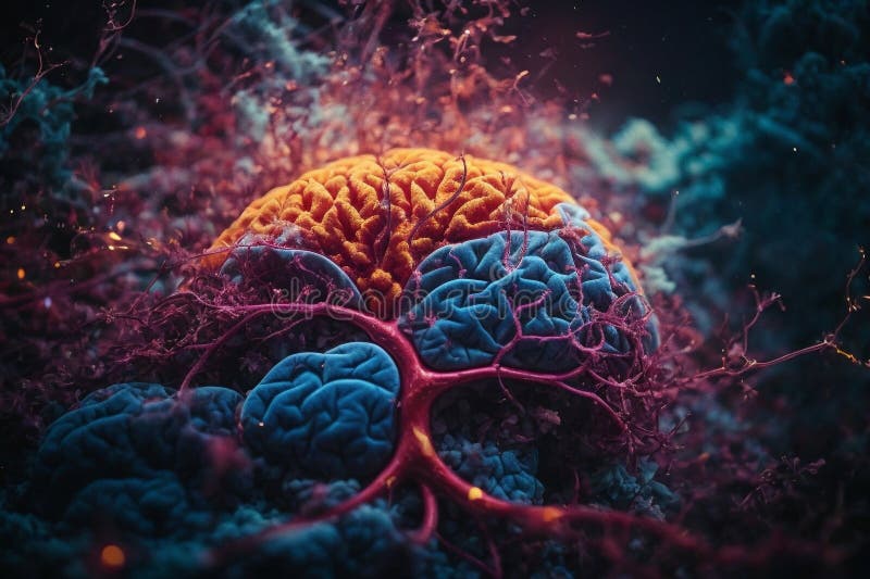 3 d ilustración de anatomía representada de una forma corporal humana con cerebro stock de ilustración